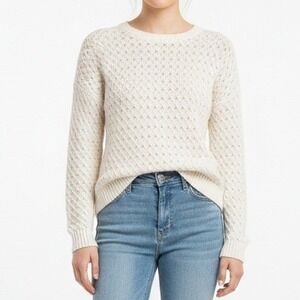 Old Navy Womens S Cream Knit Diamond Textured Sweater Cottagecore Scandi Boho